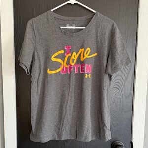 Under Armour Heather Gray Tee with Yellow & Pink Script